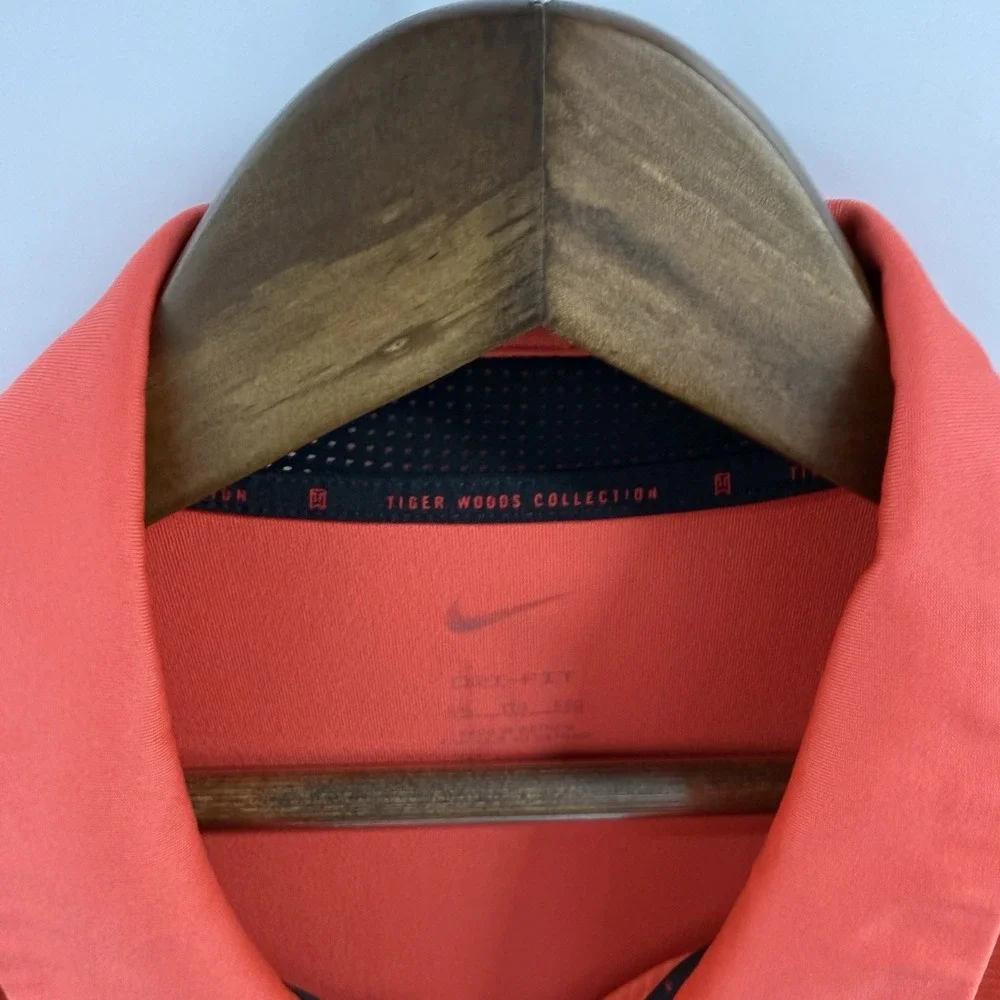 Nike Tiger Woods Collection Dri-FIT Golf Polo Shirt Mens 2XL Coral Stripe